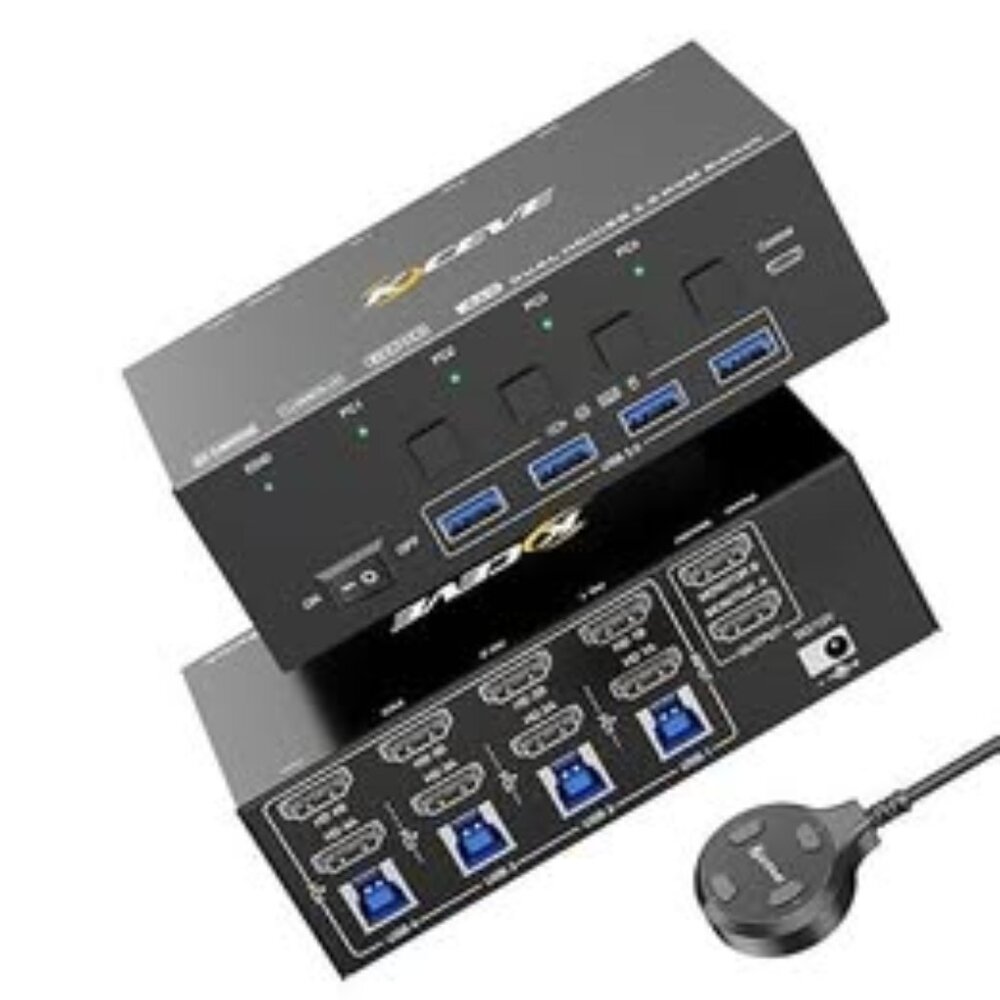 8K KVM Switch 2 Monitors 4 Computers HDMI 8K